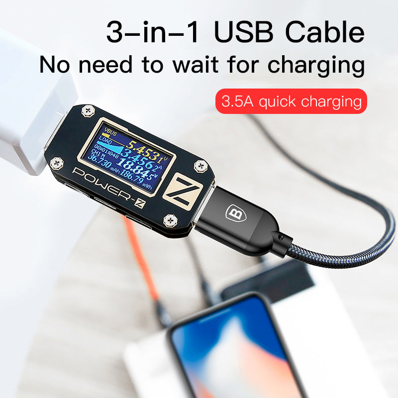 Baseus 3-in-1 Fast Charging Cable - Essential Grove