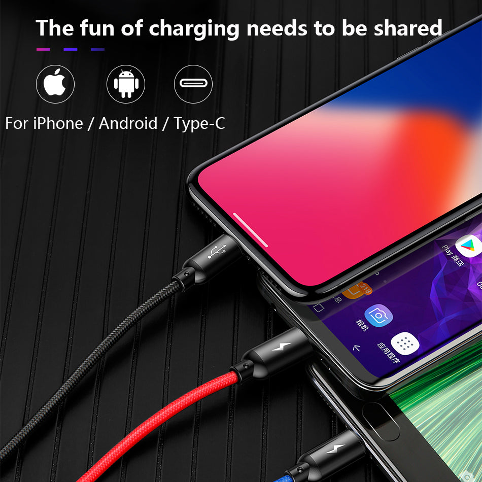 Baseus 3-in-1 Fast Charging Cable - Essential Grove