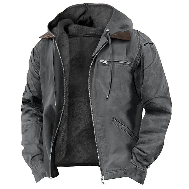 Men’s Warm Fleece Hooded Coat