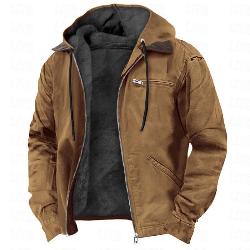 Men’s Warm Fleece Hooded Coat
