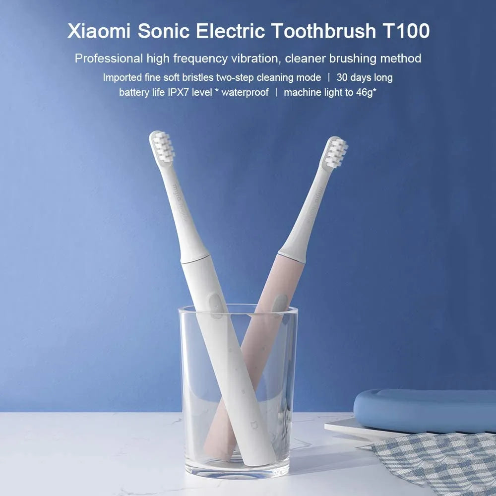 XIAOMI Mijia T100 Sonic Electric Toothbrush Mi Smart Tooth Brush IPX7 Waterproof USB Rechargeable - Essential Grove