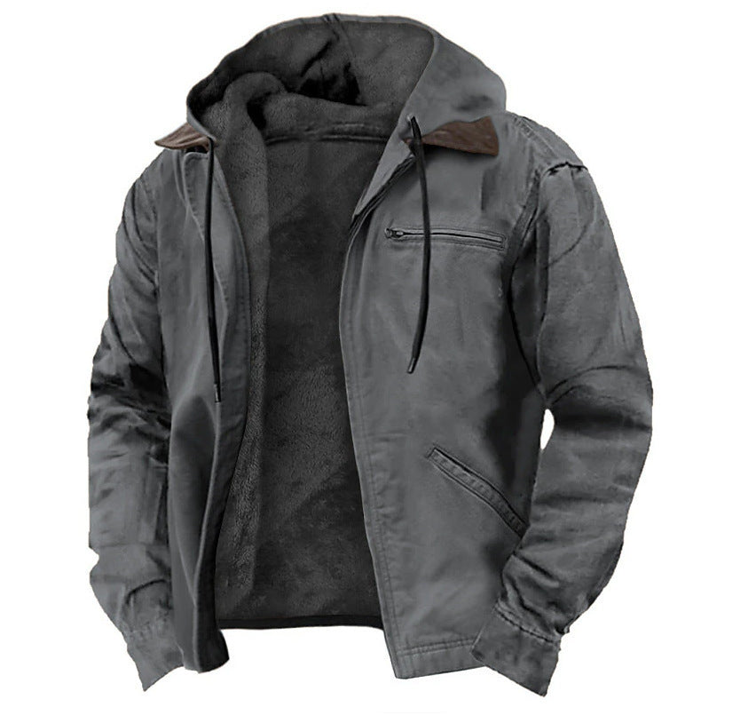 Men’s Warm Fleece Hooded Coat
