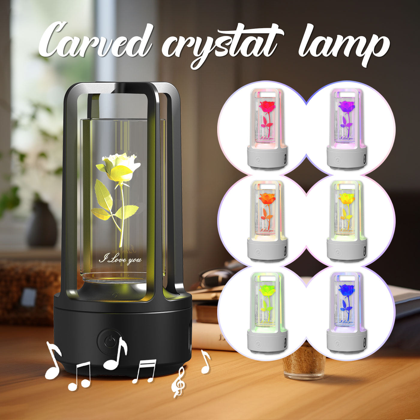 Creative 2-in-1 Audio Acrylic Crystal Lamp And Bluetooth Speaker Valentine's Day Gift Touch Night Lamp - Essential Grove