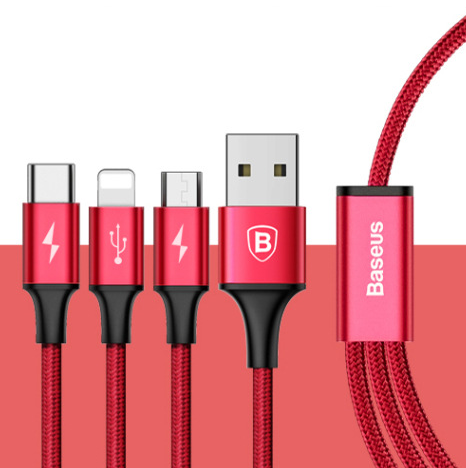 3-in-1 USB Charging Cable (Type-C, Lightning & Micro-USB) - Essential Grove