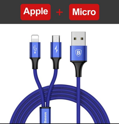 3-in-1 USB Charging Cable (Type-C, Lightning & Micro-USB) - Essential Grove