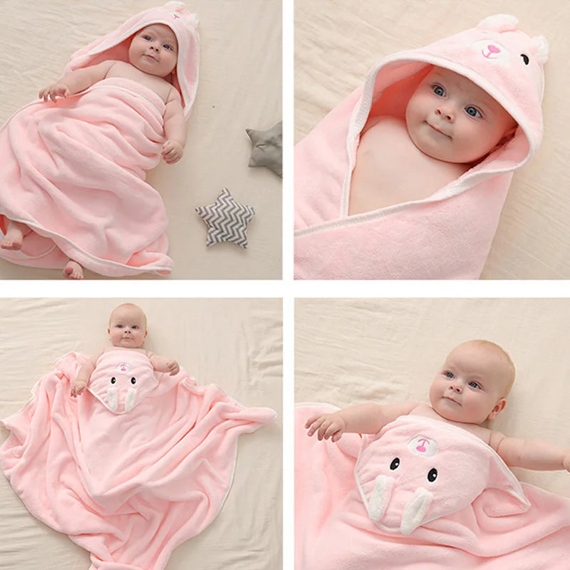 Cartoon Hooded Baby Bath Towels - Essential Grove