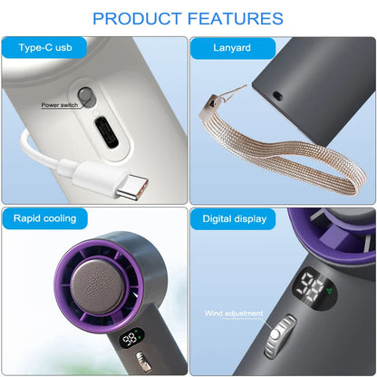 Portable Handheld Turbo Cooling Fan – 3000mAh Rechargeable